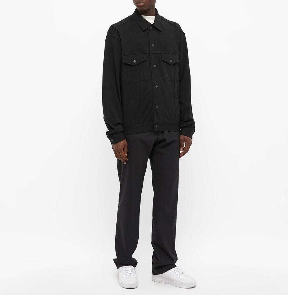 STAMPD Mens Fleece Trucker Jacket Medium Black Button Up Collared Pockets NWT